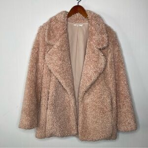 Tularosa Teddy Shaggy Faux Fur Coat Jacket Dusty Pink Xsmall